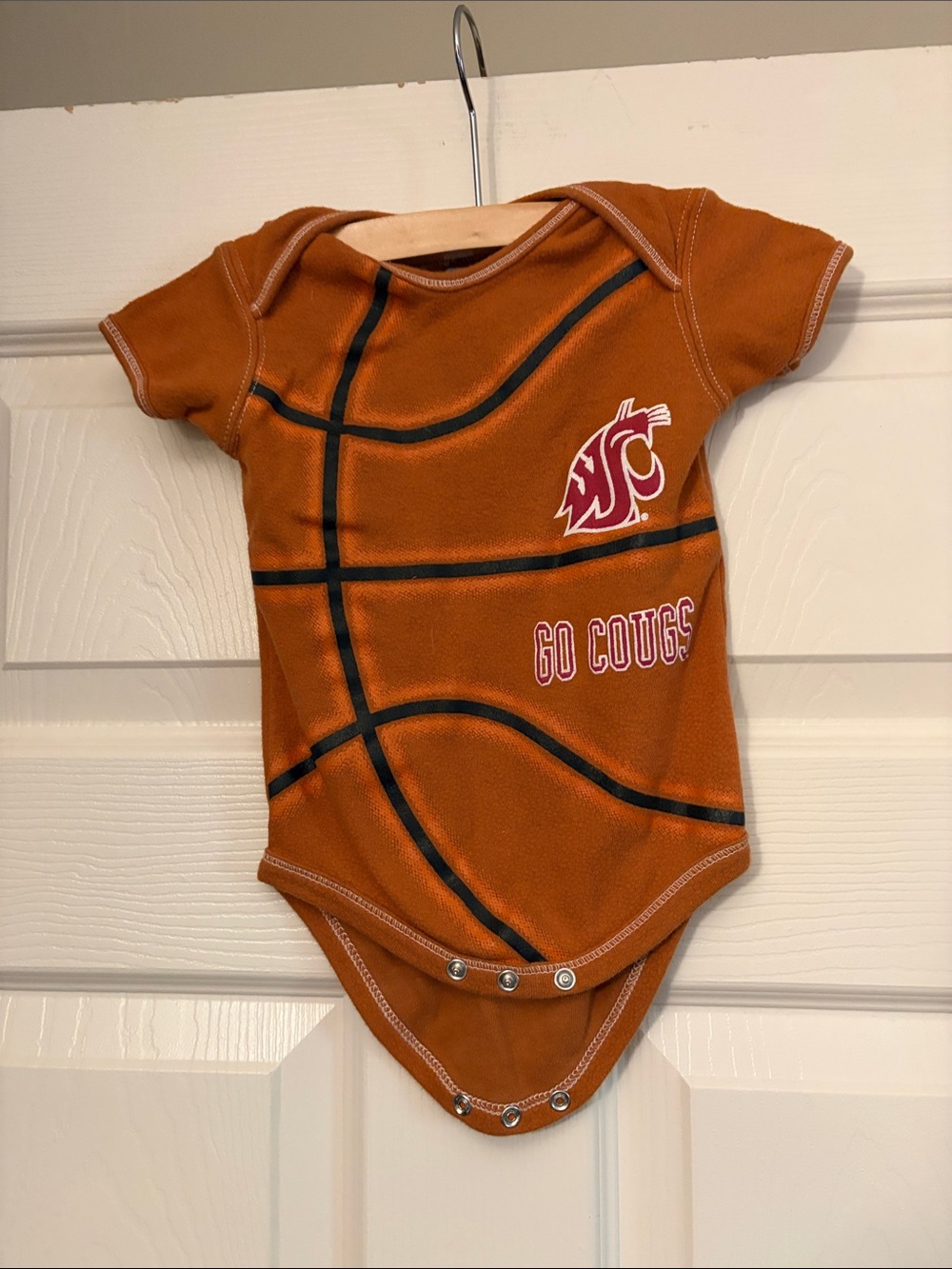 College Kids WSU Cougars Orange Basketball Graphic Baby Bodysuit
